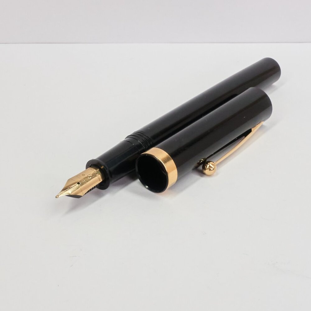 Vintage Sheaffer No Nonsense Fountain Pen / Black & Gold / M Nib / USA Made